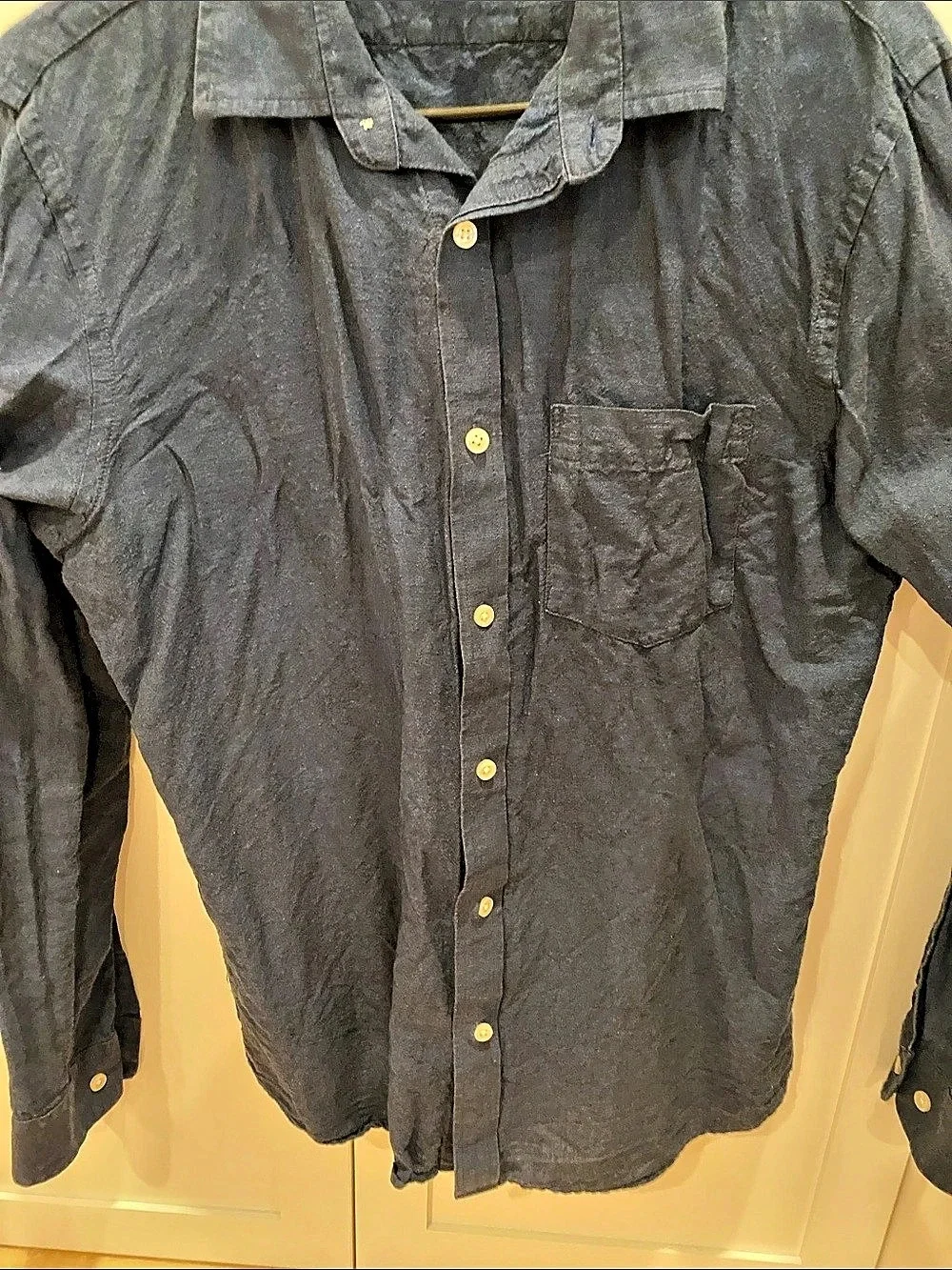 Banana Republic Slim Fit Linen Shirt Men's Medium Gray